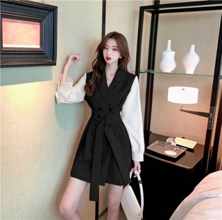 VÁY SƠ MI CỔ VEST ĐAI EO ( ẢNH THẬT CUỐI )