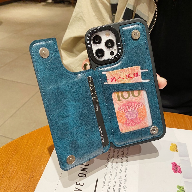 Ốp Điện Thoại Da Chống Sốc Có Ngăn Đựng Thẻ Đa Năng Thời Trang Cho iPhone 13 12 11 Pro Max XS XR X 8 7 Plus + SE 2020