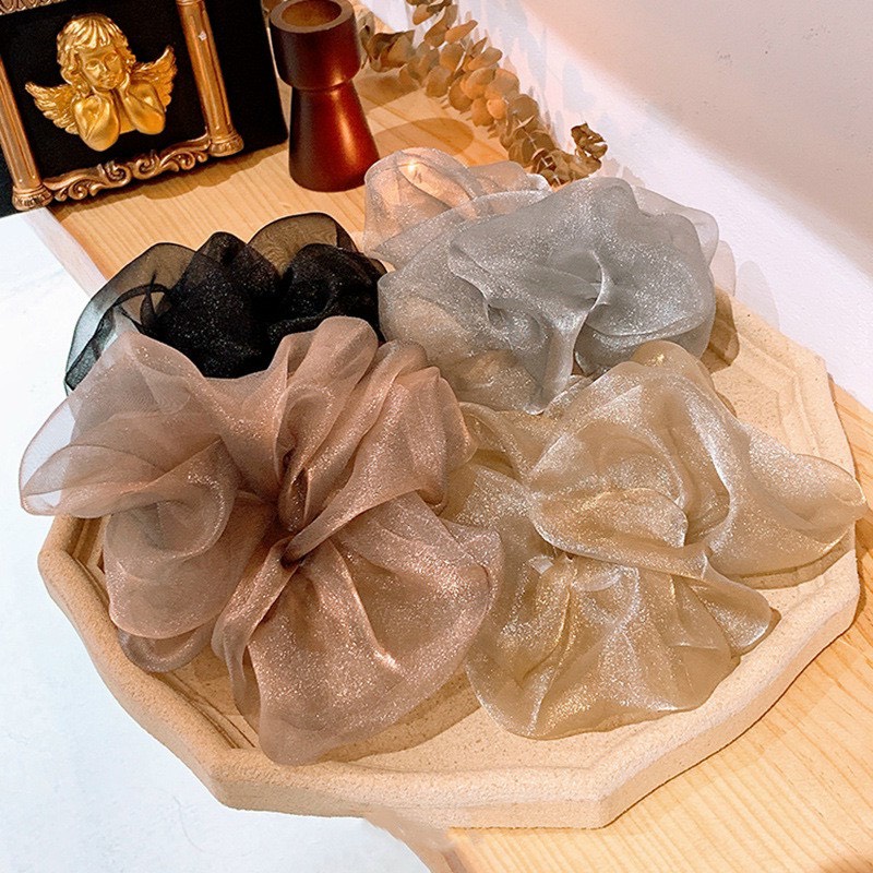 Dây buộc tóc Scrunchies phi lụa 4 màusiêu mềm