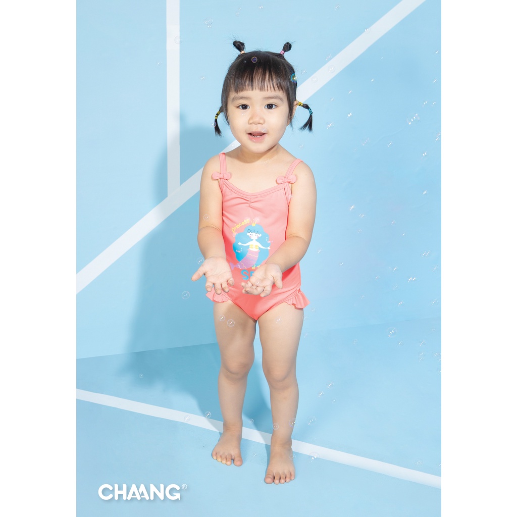 [FORM BÉ LÊN 2 SIZE ] Bộ đồ bơi bé gái chaang hồng cho bé