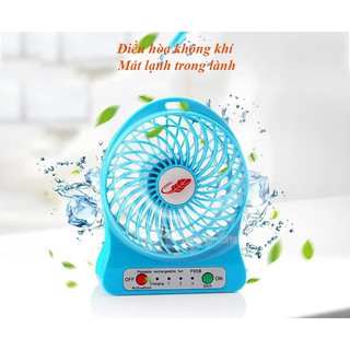 [XẢ LỖ]Quạt Mini Cầm Tay - Quạt 3 Tốc Độ Có Đèn (Full bộ: Quạt + Pin + Dây Sạc) Q01