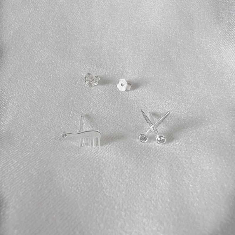 Bông tai bạc nữ hình kéo lược kute DaLiA Jewelry khuyên tai bạc thật 925