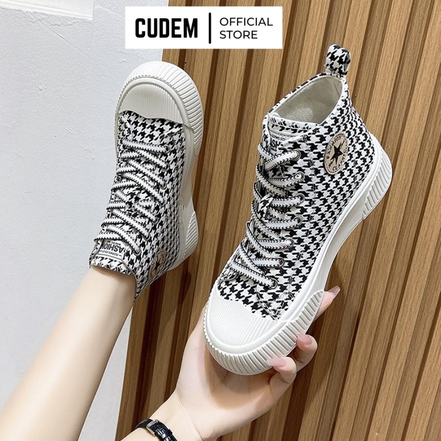 Giày thể thao nữ cổ cao 1970s độn đế cao phong cách Hàn Quốc hot trend S51