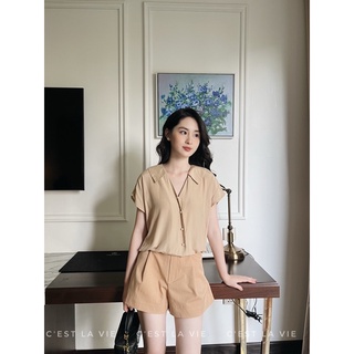Áo lụa tay hến cúc trai C'est la vie