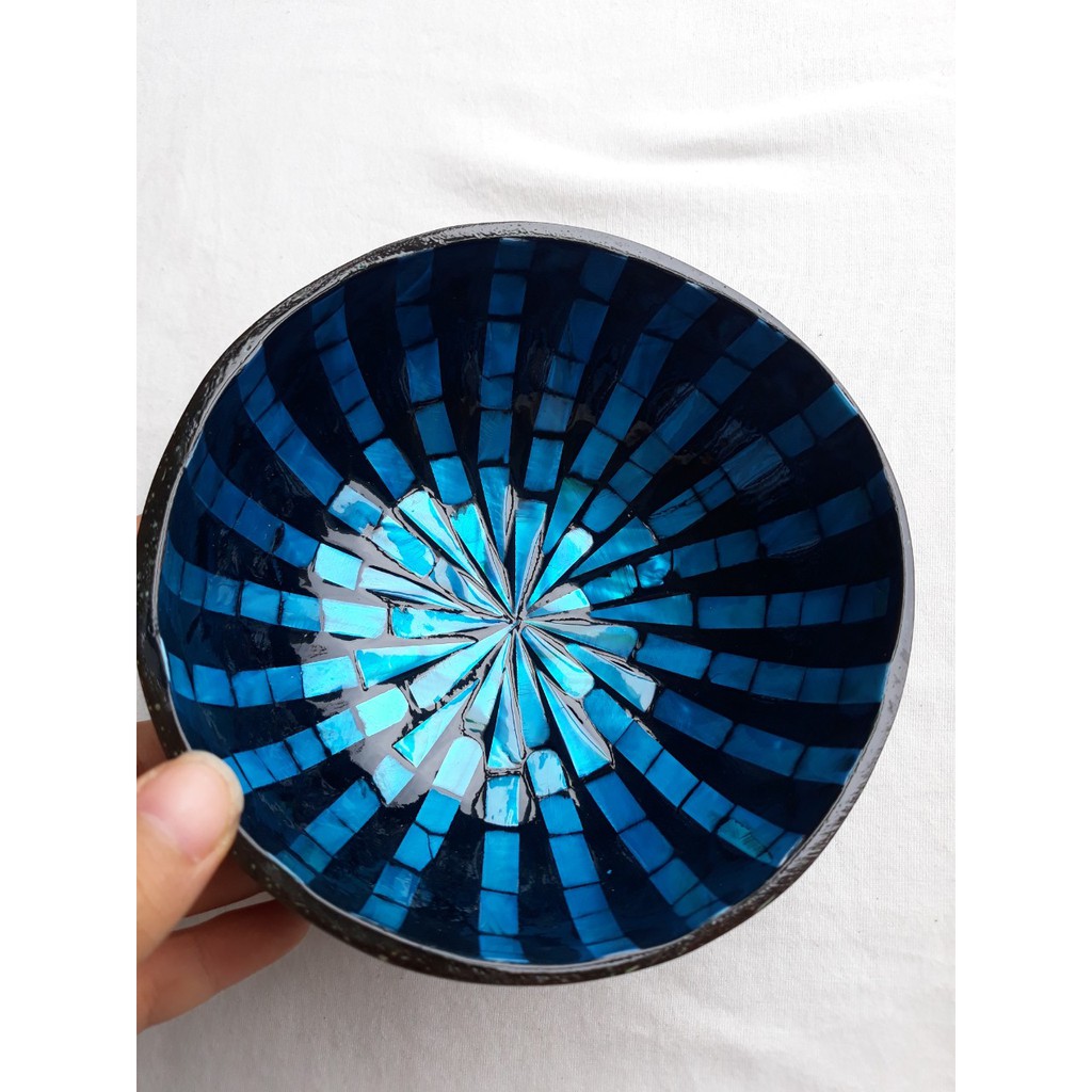 BÁT GÁO DỪA KHẢM TRAI NGHỆ THUẬT, bát dừa ăn salad, bát dừa decor trang trí