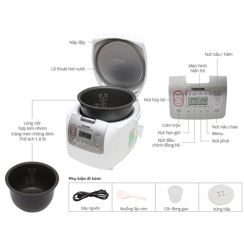 Nồi cơm điện tử TOSHIBA RC-18NMF (WT)vn | BigBuy360 - bigbuy360.vn