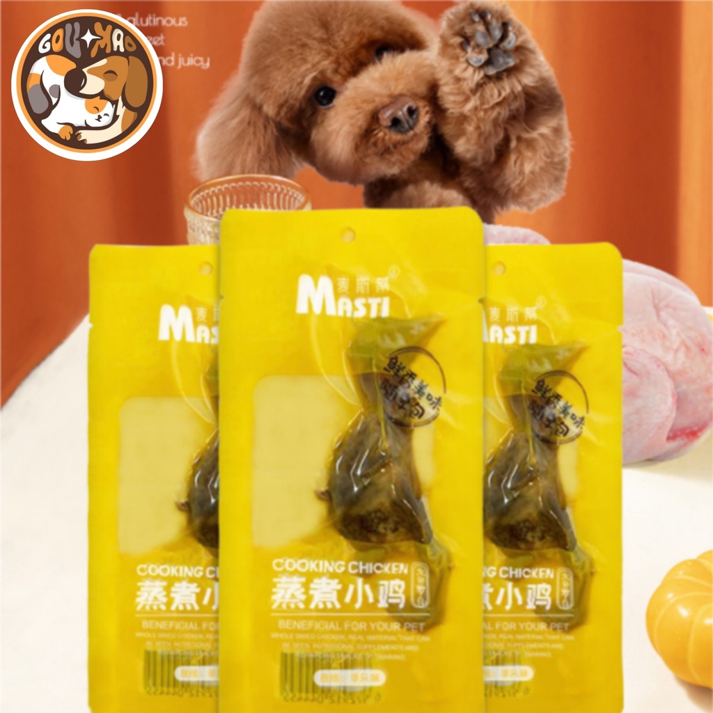 Gà hấp muối nguyên con  thức ăn nhẹ cho chó mèo thương hiệu Masti 40g