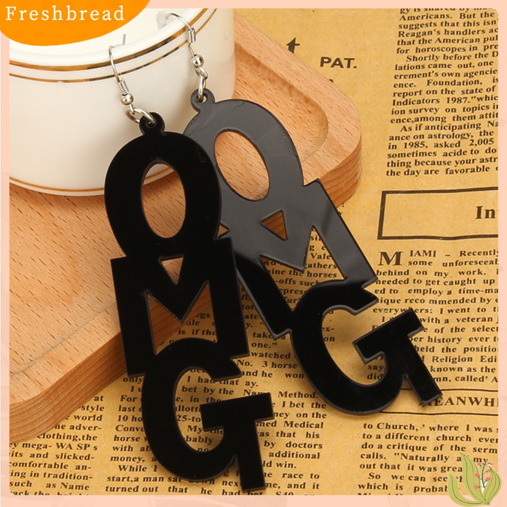 Bộ Đồ Thời Trang Thiết Kế Dễ Thương Cá Tính| Bông Tai Dài Bằng Acrylic In Chữ OMG Phong Cách Hip Hop Thời Trang Cho Nữ