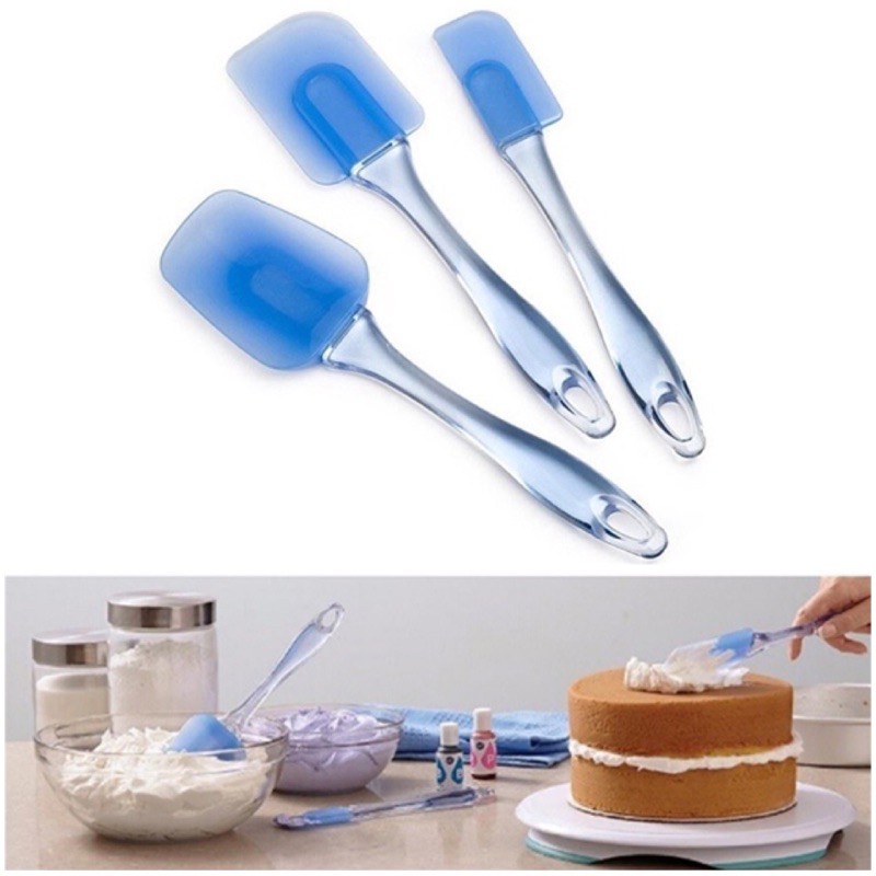 Bộ 3 spatula phới vét bột silicon cán nhựa dày