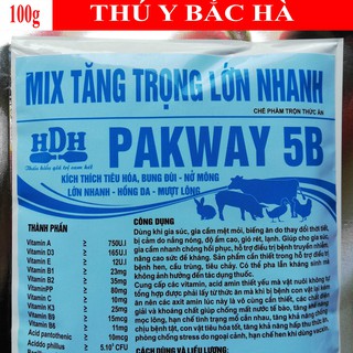 1 gói PAKWAY 5B 100g MIX Tăng trọng lớn nhanh,vỗ béo, kích thích  tiêu hóa, bung đùi, nở mông, hồng da, mượt lông