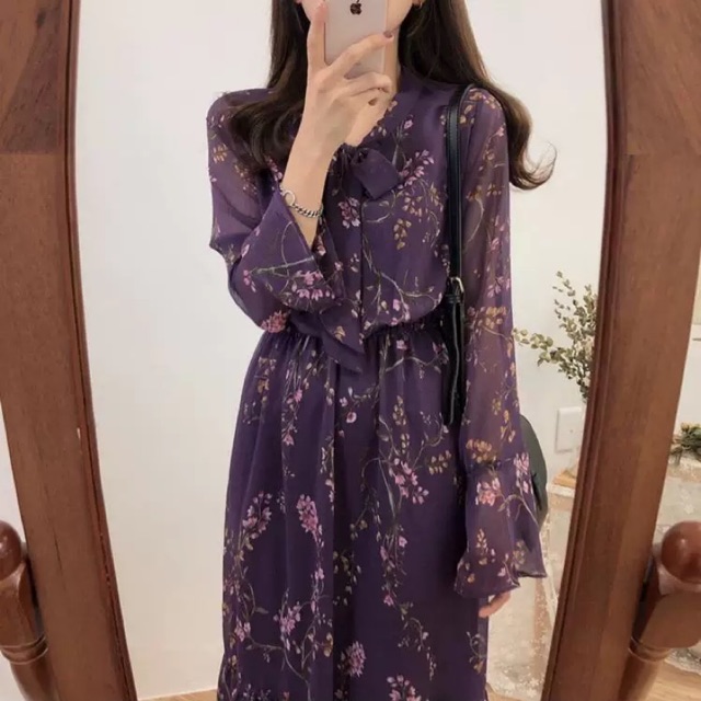 Đầm voan tím form dài ulzzang