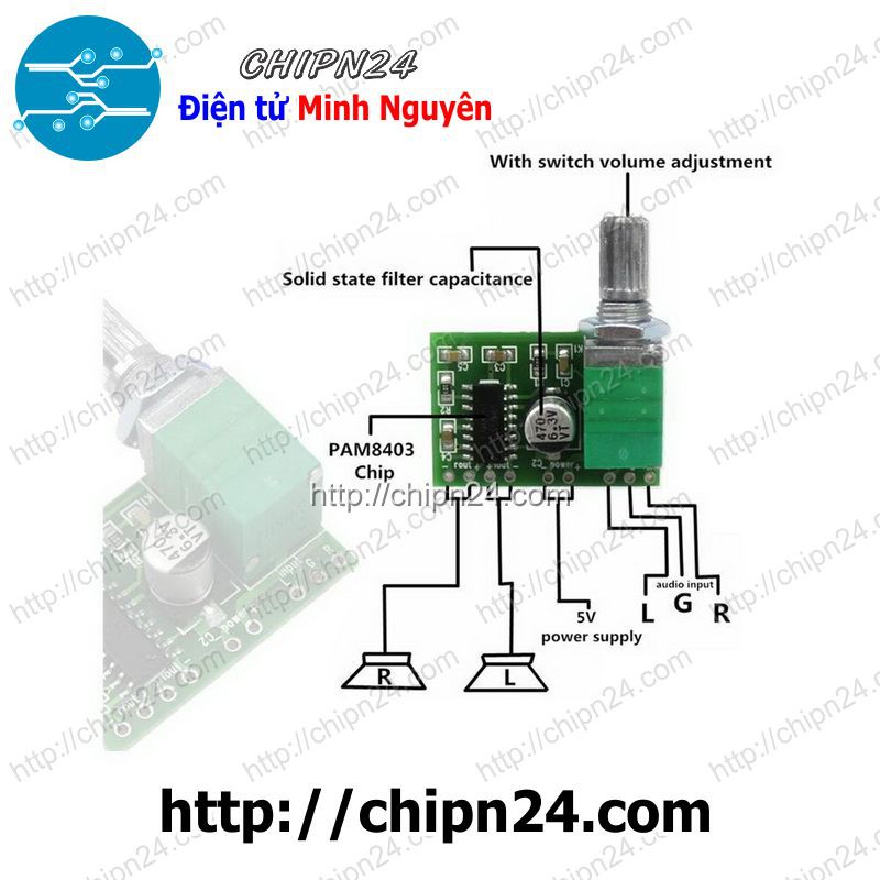 [1 CÁI] Mạch âm thanh PAM8403 có Biến trở