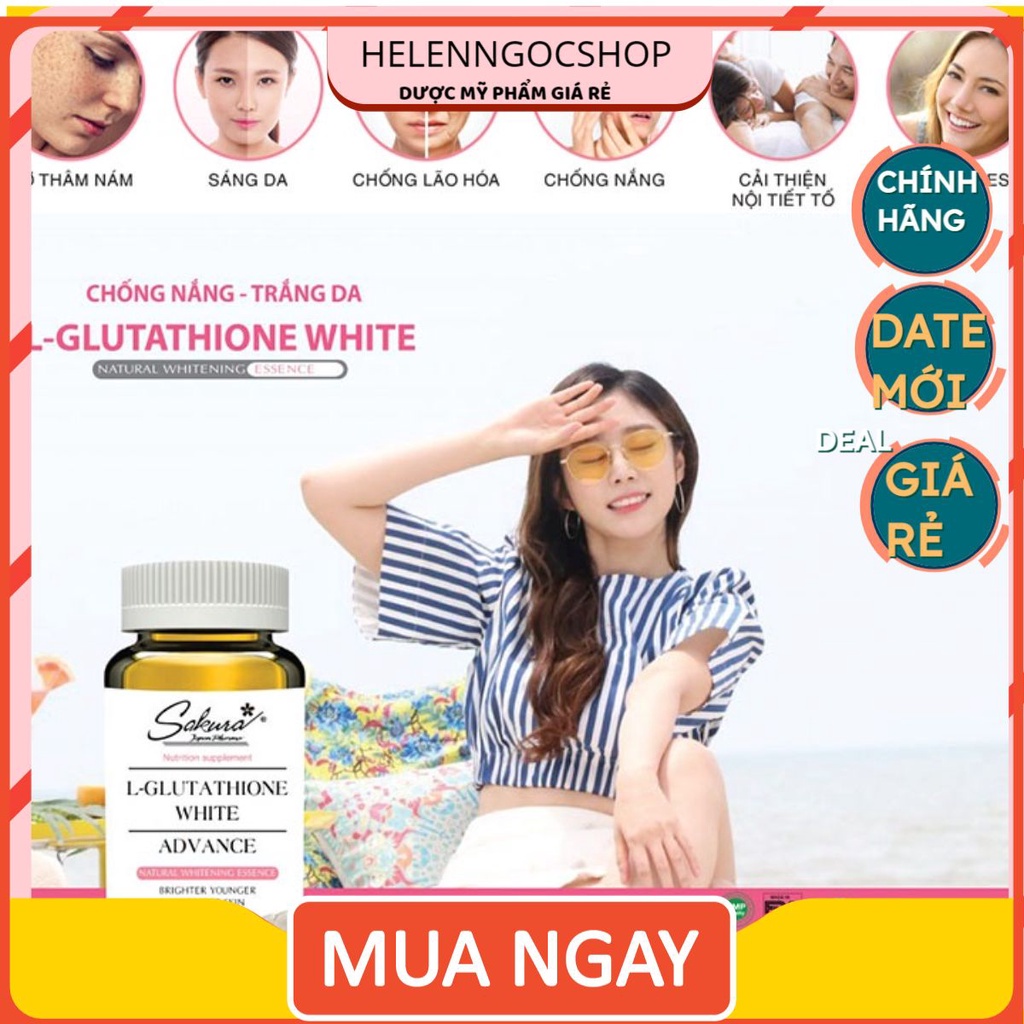 [HÀNG NHẬP KHẨU USA] L-GLUTATHIONE WHITE viên uống chống nắng, trắng da, hỗ trợ mờ nám, cân bằng nội tiết tố