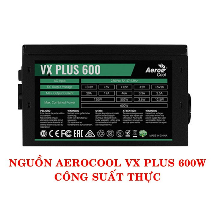 NGUỒN AEROCOOL VX PLUS 600W CÔNG SUẤT THỰC 5.0