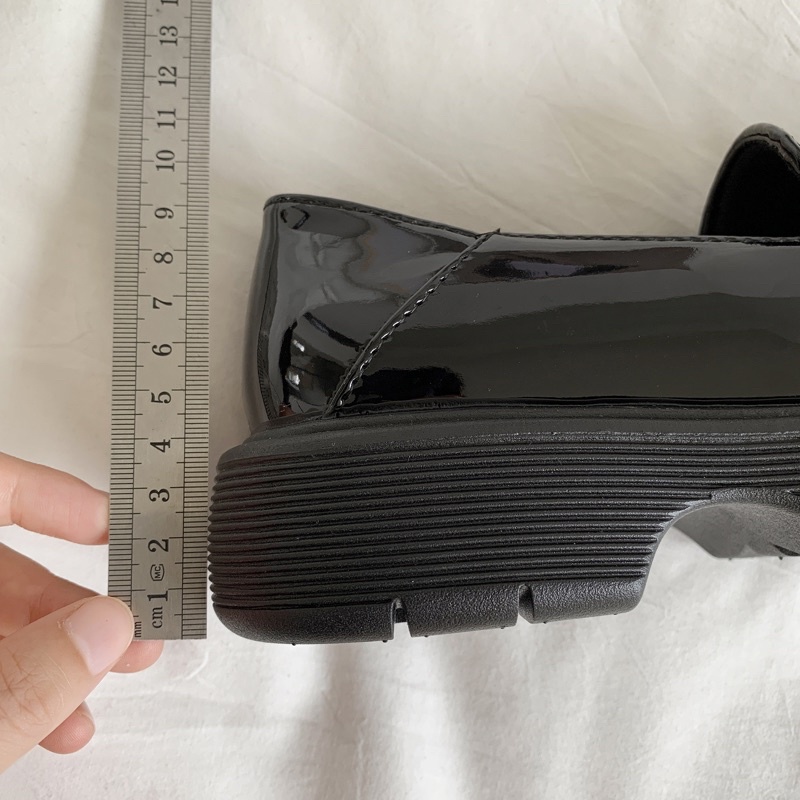 Giày lười búp bê loafer da PU đế bằng Yannie Lolita