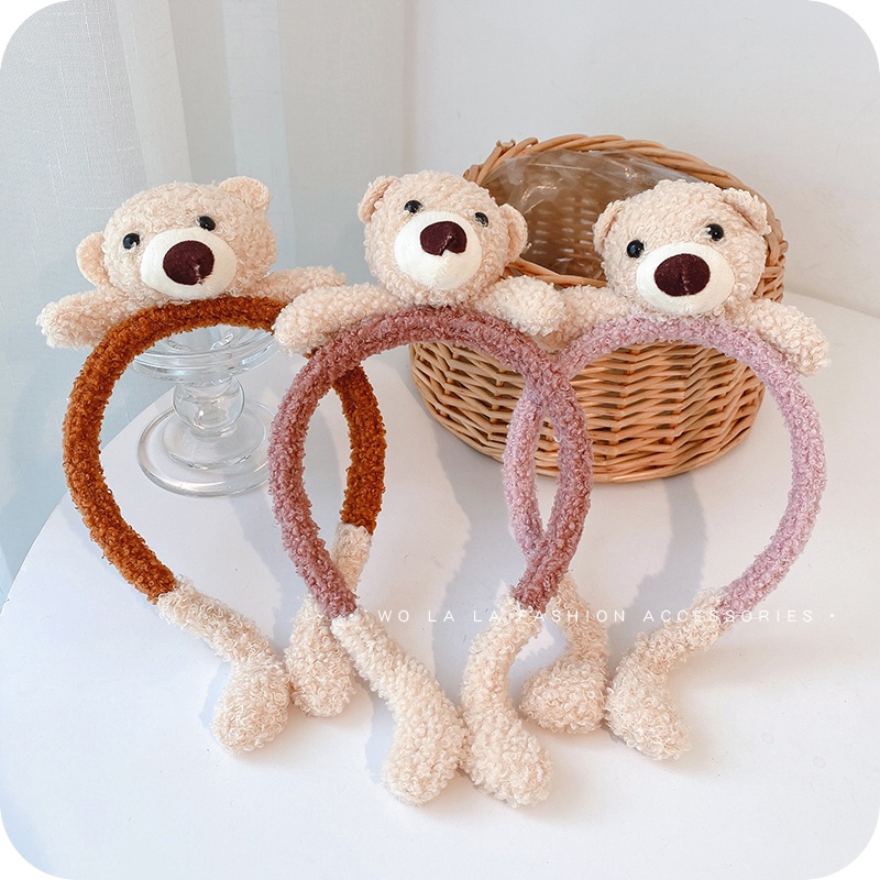 Dây cột tóc hình chú gấu dễ thương phong cách Hàn Quốc