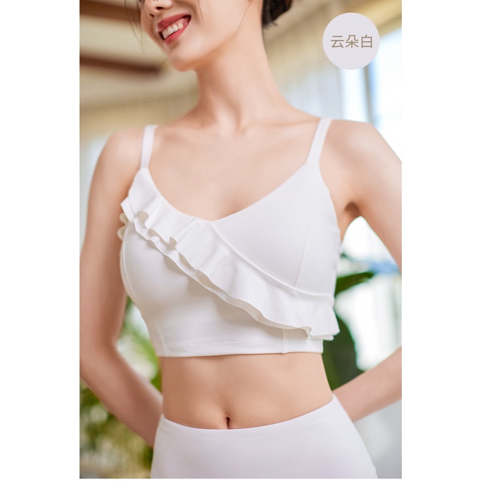 ĐỒ TẬP GYM - Áo tập gym thương hiệu  Mitao cao cấp,  áo tập yoga Âu Mỹ cá tính cao cấp áo lót mỏng vai bèo nhún gợi cảm