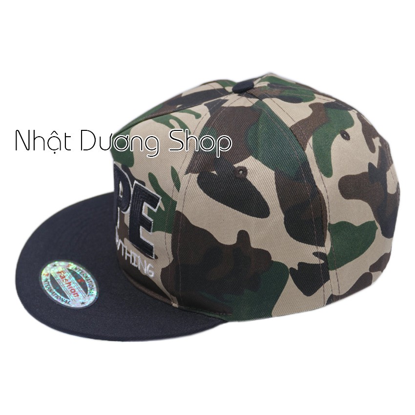[ Hình thật ] Nón Hiphop Snapback sọc lính thêu chữ Hope - Sọc lính chất liệu vải cao cấp