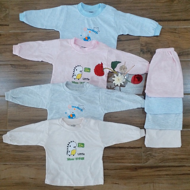 [XẢ KHO] Bộ Dài Tay Kẻ Noubaby hình ngộ nghĩnh cực thích( cài vai) Qate179