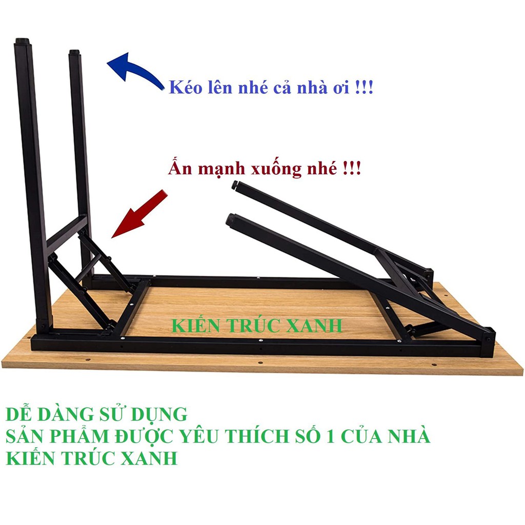 Bàn học xếp gọn mặt gỗ MDF vân gỗ sồi nhập khẩu cao cấp (R50xD100xC75cm) chân sắt chắc chắn loại vuông 30x30