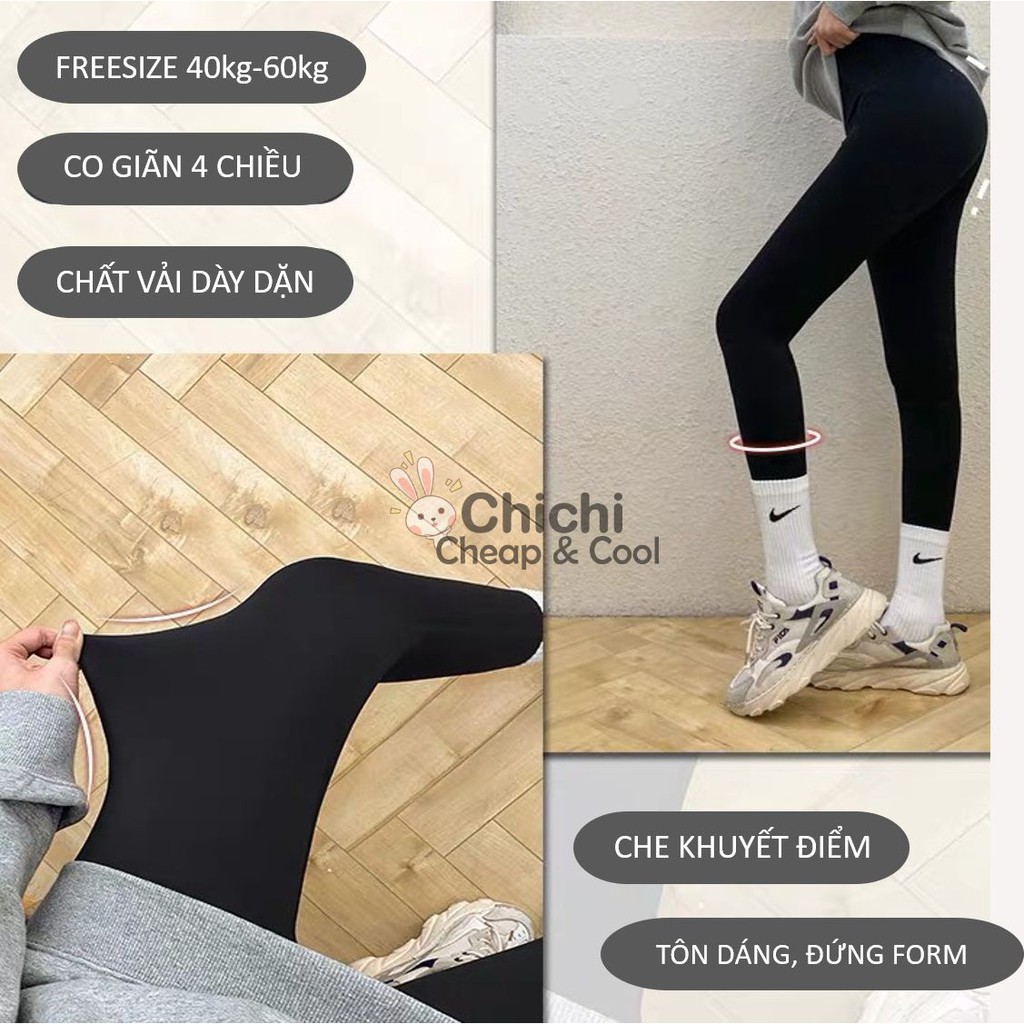 Quần legging nữ HffM cao cấp freesize HM02 ChiChi🌻FREESHIP🌻 Quần legging cạp cao chất thun cotton dày dặn,siêu co giãn