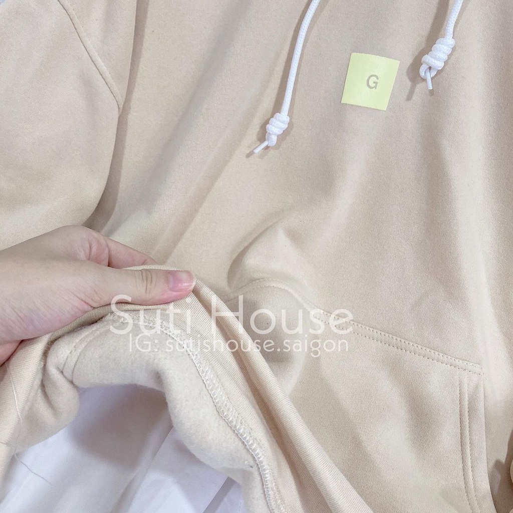 Áo Hoodie Chữ G Mee Nữ- Sweater nỉ dáng rộng tay bồng trơn 2 màu Đen|Be phong cách Hàn Quốc siêu xinh | BigBuy360 - bigbuy360.vn