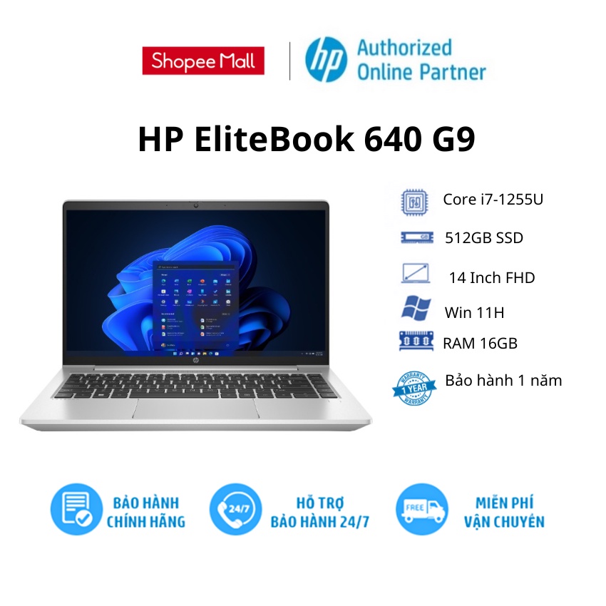 [Mã ELHP128 giảm 12% đơn 10TR] Laptop HP EliteBook 640 G9/ Bạc/ Intel Core i7-1255U/ RAM 16GB/ 512GB SSD