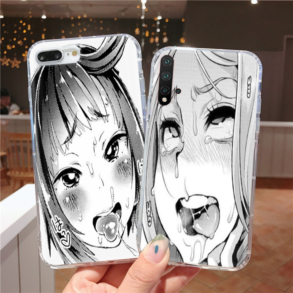 AT4 Anime Girl Ahegao Transparent Case Casing ASUS Zenfone 6 6Z 5 5Z 3 Zoom Live L1 ROG Phone Strix II 7 Pro