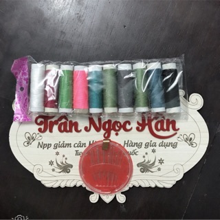 [ Tặng hộp kim] Bộ 10 cuộn chỉ may vá các màu