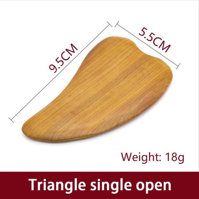 Dụng cụ cạo gió lưng, mát xa mặt hình trái Tim bằng gỗ thơm bách - xanh