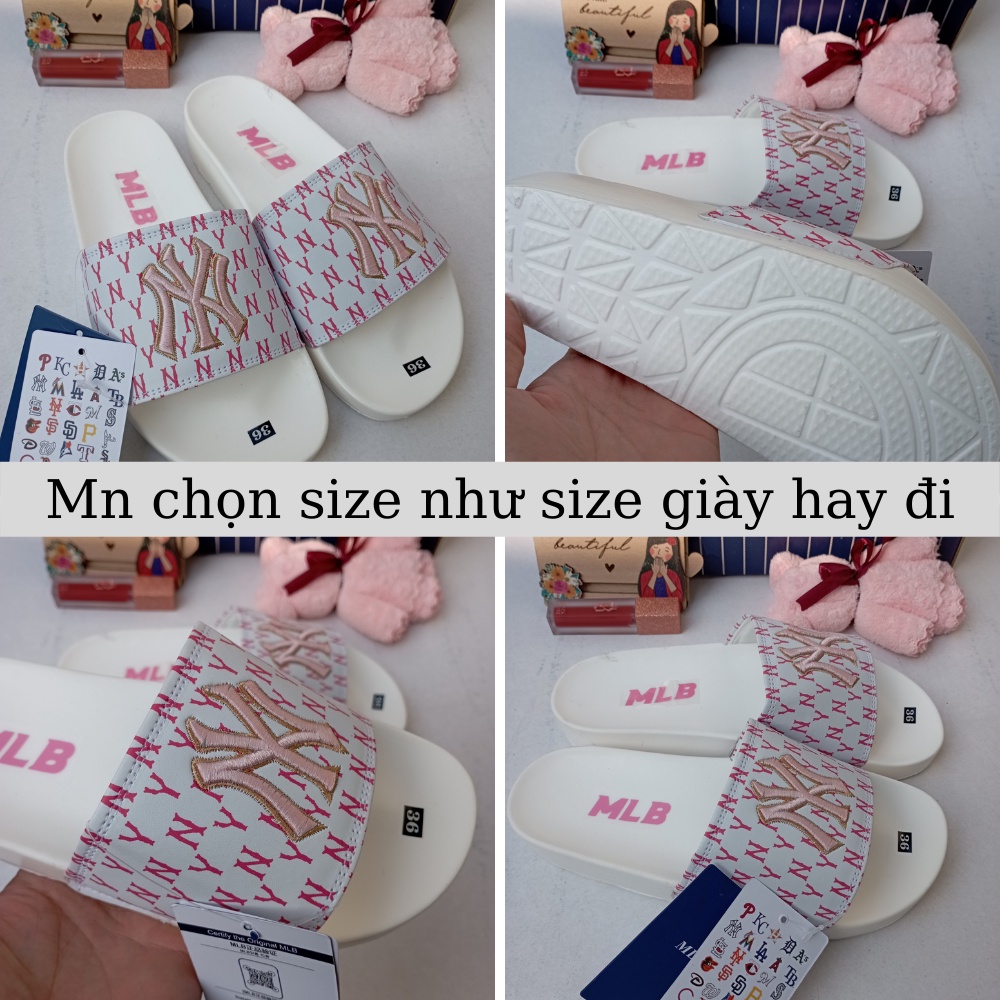 [FREESHIP + Sẵn hàng] Dép 𝐌𝐋𝐁 𝗡𝗬 Nhiều Màu Chữ Thêu Sắc Nét ❤️ Dép Mlb Ny Quai Ngang Nam Nữ