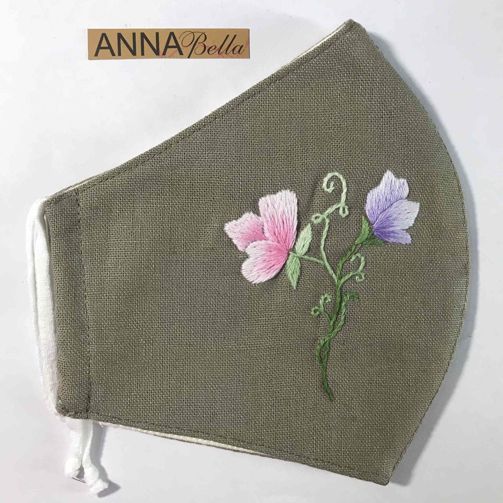 Khẩu trang vải thêu handmade AN33