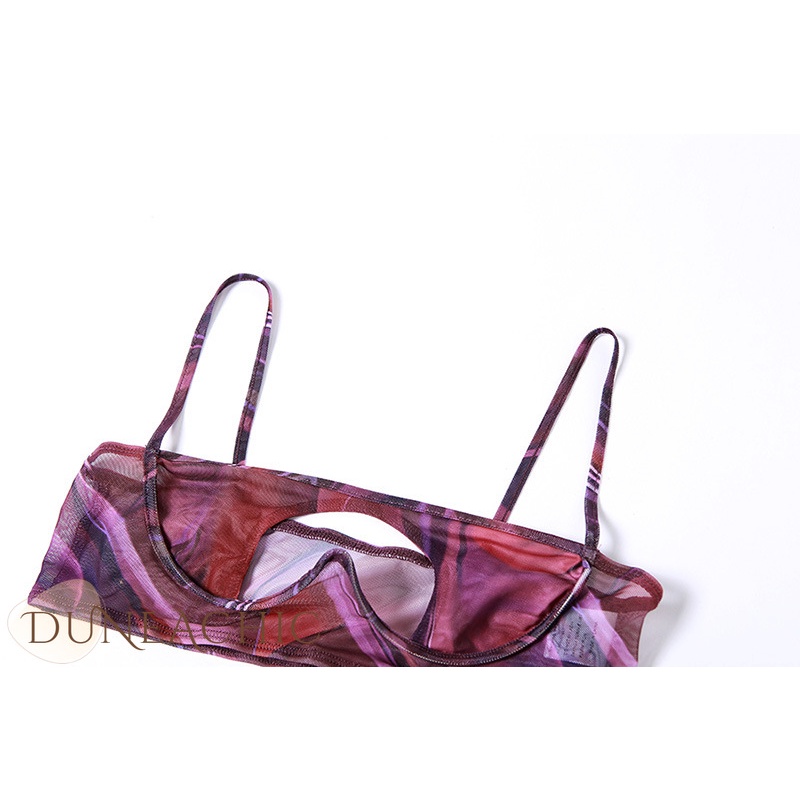DUNEA Set Áo hai dây Lưới Xuyên Thấu Và Quần Lót Lọt Khe Quyến Rũ Dành Cho Nữ