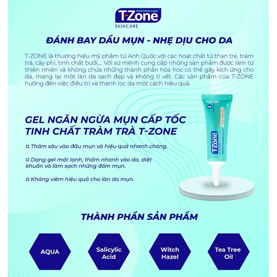 Gel Chấm Mụn T-Zone Skincare Spot Zapping Gel 8ml