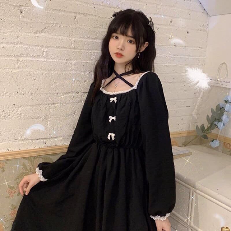 VÁY BABY DOLL, ĐEN NƠ, PHONG CÁCH LOLITA