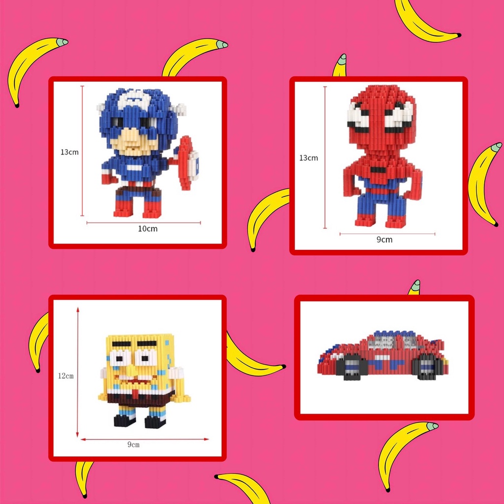 Bộ đồ chơi xếp hình LEGO: Siêu nhân, Người nhện, Ô tô khối xây dựng động vật hạt nhỏ rèn luyện tư duy!