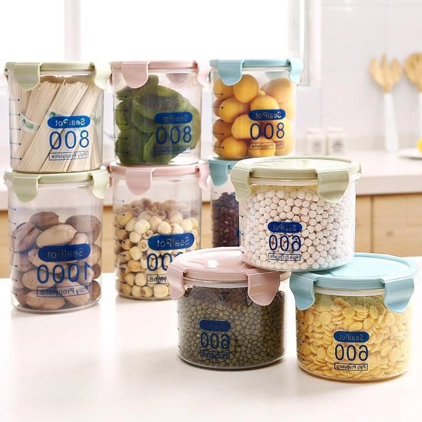 Set 3 Hộp Nhựa Đựng Thực Phẩm, Gia Vị Các Kích Thước Sealpot  Chống Tràn Để Tủ Lạnh Có Vạch Chia Định Mức