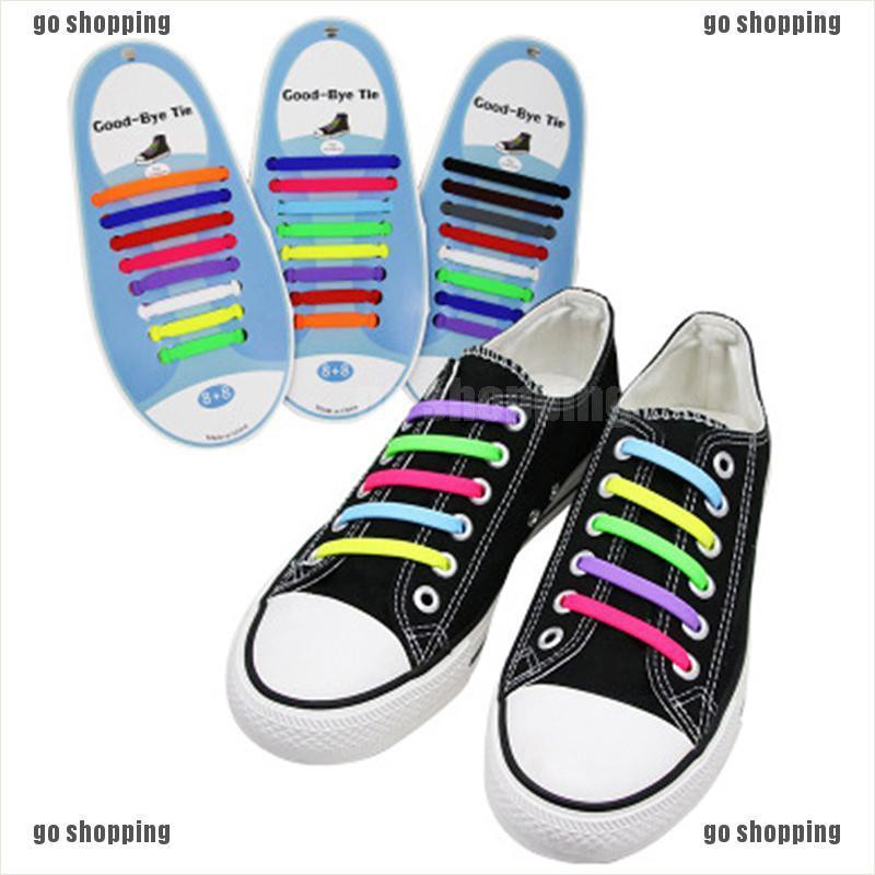 {go shopping}Elastic Shoelaces Silicone Rubber Shoelaces No Tie Running Shoes Sport Shoes