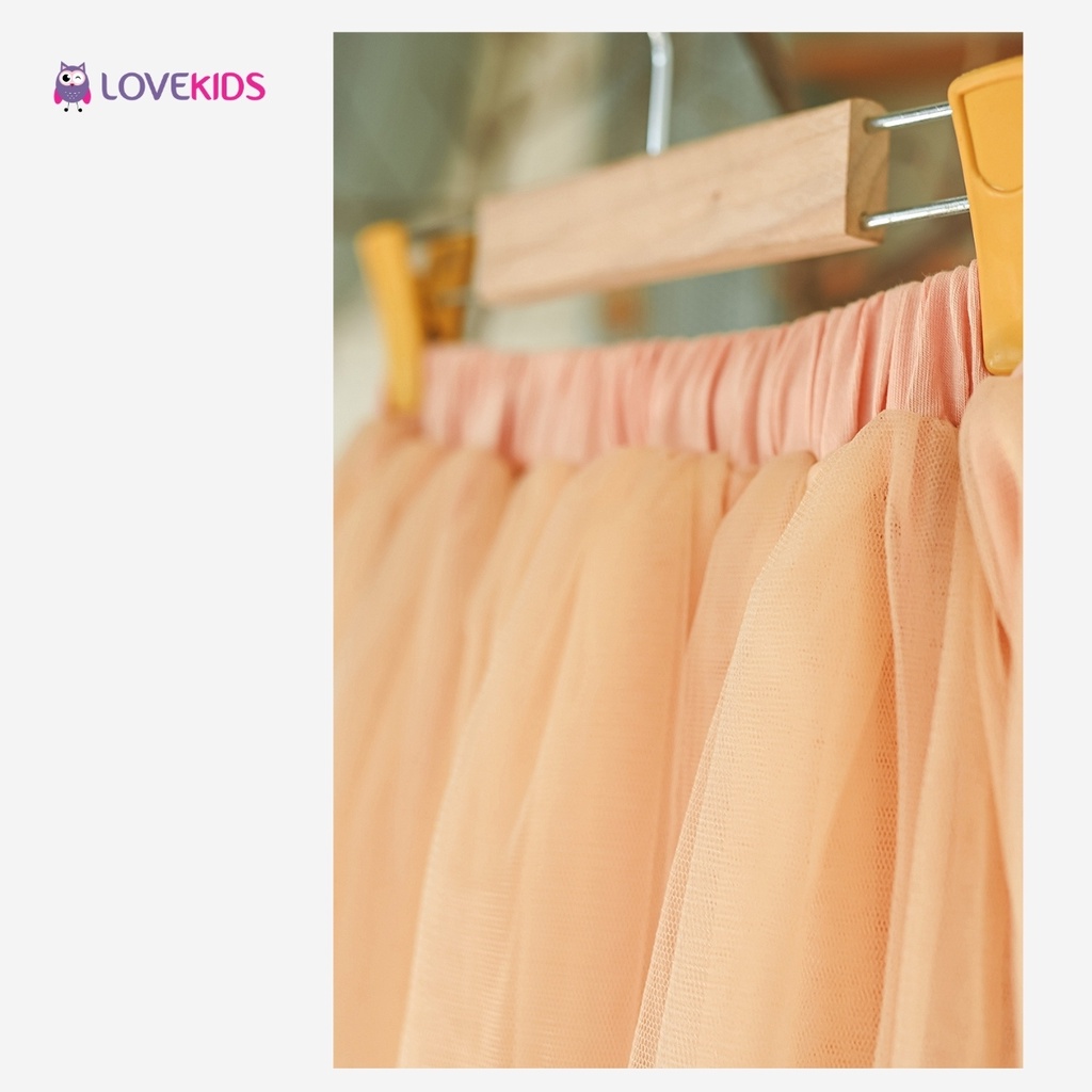 Chân váy voan bé gái màu cam nhiều lớp cho bé từ 2 đến 6 tuổi LOVEKIDS