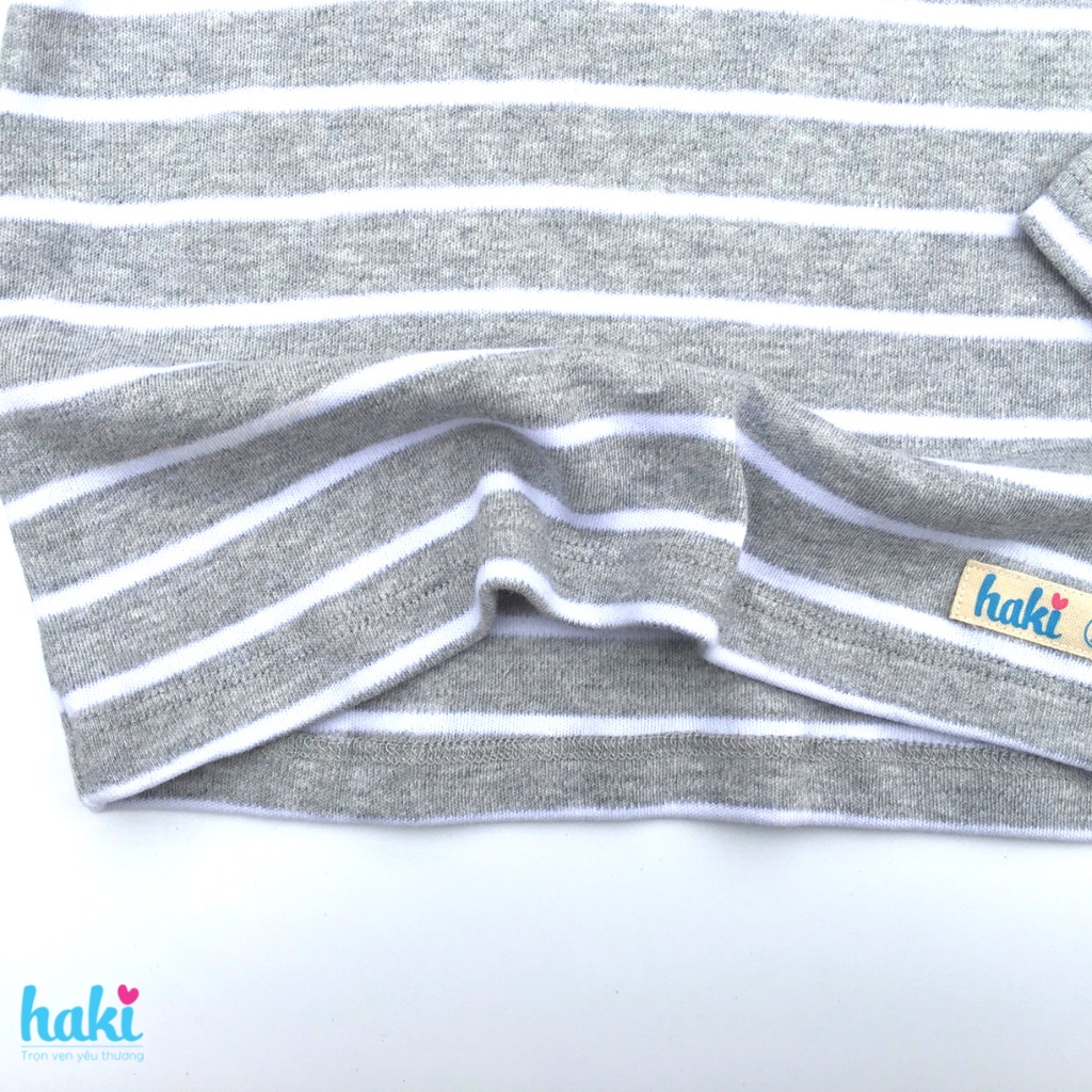 Áo cotton kẻ dài tay ranglan (3 màu) cho bé trai bé gái HAKI