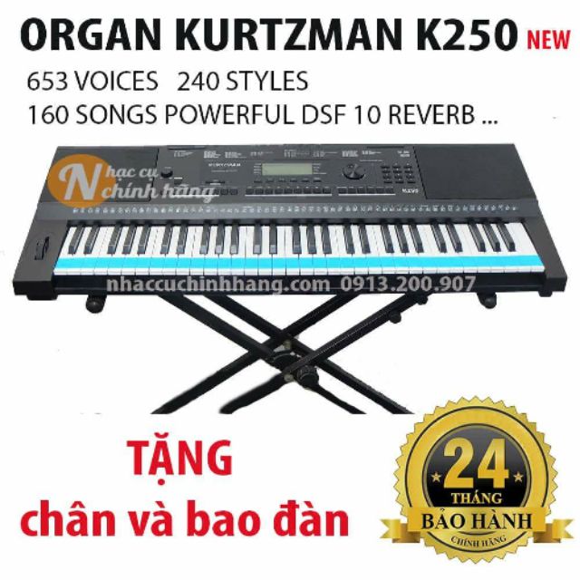 Đàn Organ Kurtzman K250 Mẫu Mới 2019 Tặng Bao Đàn Cao Cấp