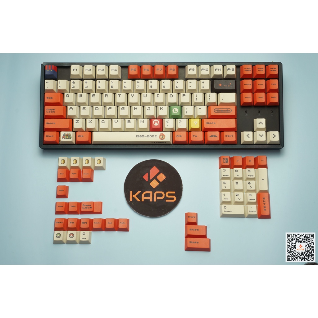 Keycap MARIO 2022 Full-box - 127 nút - CHERRY - PBT - Dyesub - cho bàn phím cơ (Filco, Leopold, IKBC, Edra, keychron)