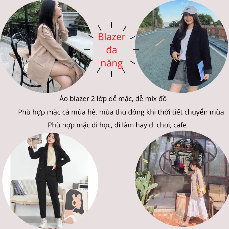 Áo khoác trơn vest blazer công sở nữ 2 khuy phong cách Hàn Quốc