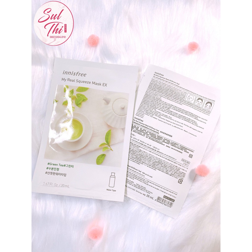 Mặt Nạ Chiết Xuất Từ Green Tea (Trà xanh) Innisfree My Real Squeeze Mask