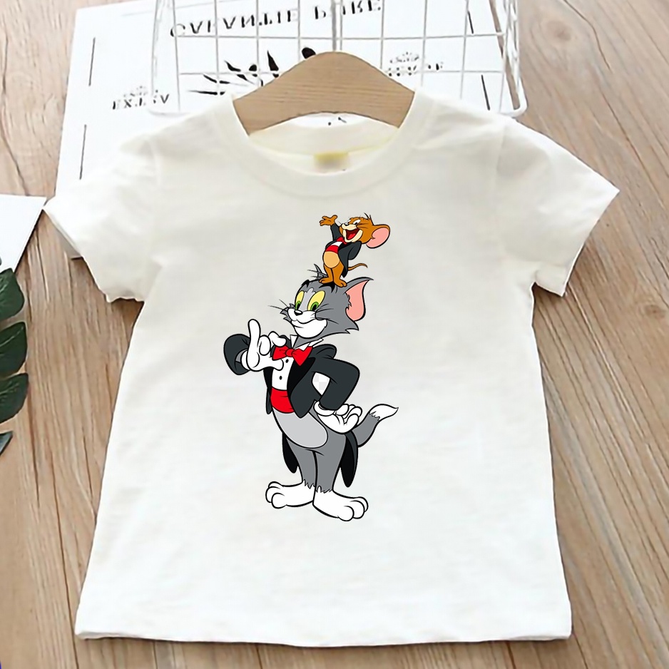 Áo thun cho bé tay ngắn vải cotton màu trắng Hạ Băng Designs - Nhân vật Hoạt hình 001