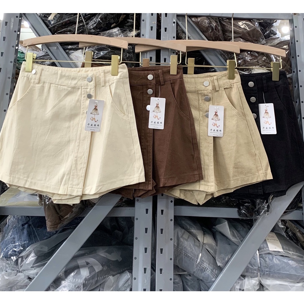 Chân váy thô Vạt lệch 3 khuy hàng Quảng Châu