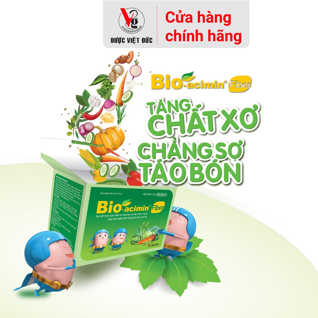 Cốm vi sinh Bio acimin Fiber bổ sung chất xơ tự nhiên cải thiện tình trạng táo bón hộp 30 gói