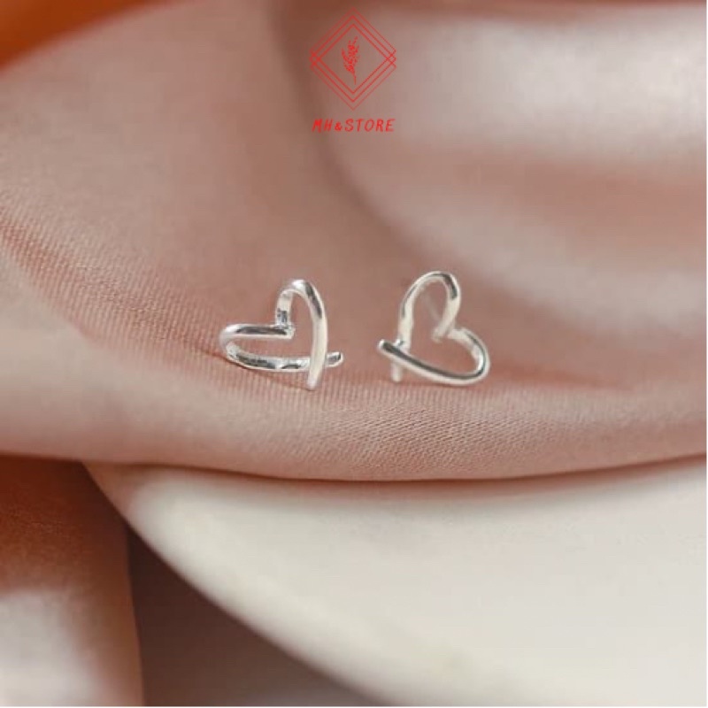 Khuyên tai Bông tai Bạc Ý 925 Hình Trái Tim Dành Cho Nữ MHS009