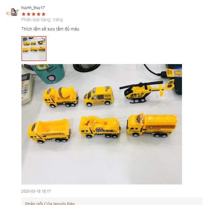 Đồ chơi mô hình ô tô, máy bay công trình xây dựng, quân đội cho bé trai thỏa sức sáng tạo - Bộ 6 chiếc