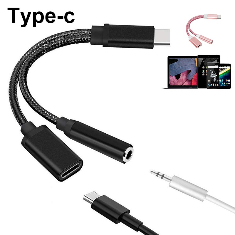 Cáp Chuyển Đổi 2 Trong 1 Usb Type C Sang 3.5mm Aux Cho Điện Thoại Android